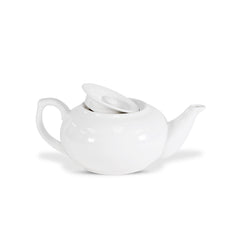 White Teapot with Lid 32oz – Round Shape, Premium Porcelain