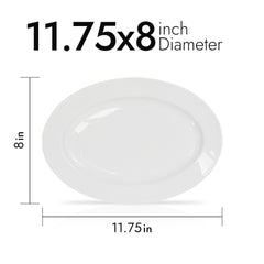 Pearl White Salad Plates – 11.75 Inch Oval, Premium Porcelain