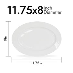 11.75 Inch Oval Salad Plate – Pearl White Porcelain Serving Plate for Salads, Appetizers & Desserts