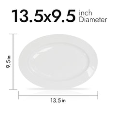 13.5 Inch Oval Serving Platter – Pearl White Porcelain Dinnerware for Parties, Events & Home Use