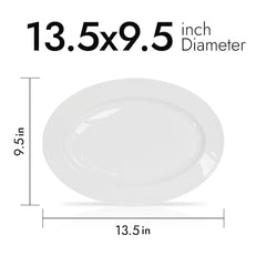 Pearl White Serving Platters – 13.5 Inch Oval, Premium Porcelain