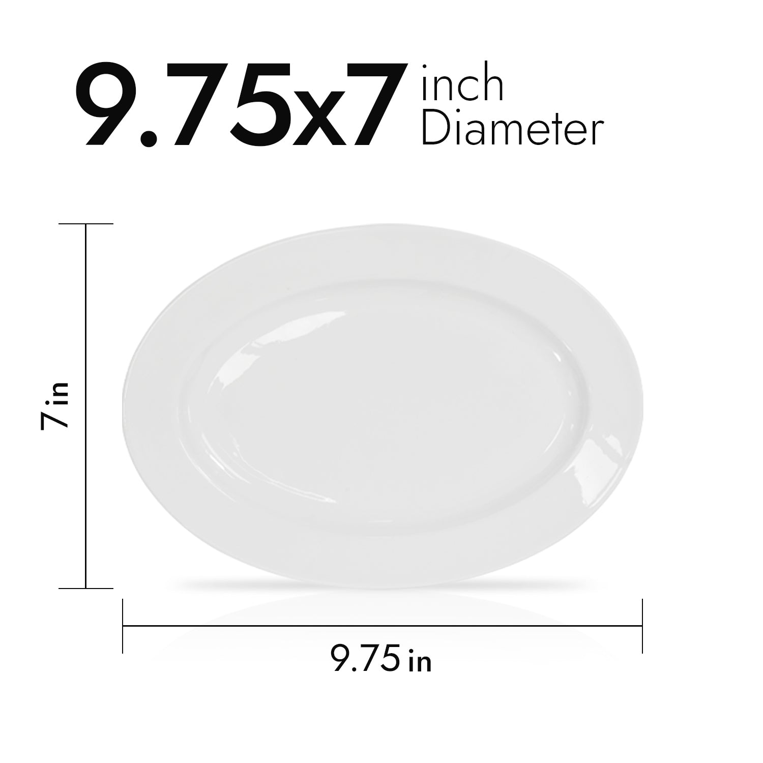 Pearl White Salad Plates – 9.75 Inch Oval, Premium Porcelain