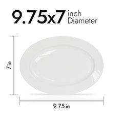 9.75 Inch Oval Salad Plate – Pearl White Porcelain Serving Plate for Salads, Appetizers & Desserts