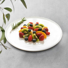 14 Inch Flat Round Serving Platter – Pearl White Porcelain Dinnerware for Parties & Home Use