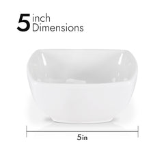 5 Inch Fruit Bowl 12oz – Pearl White Porcelain Square Bowl for Fruits, Snacks, Appetizers, Desserts