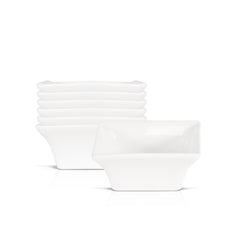 4 Inch Square Sauce Dish – Pearl White Porcelain Side Dish for Serving Dips and Condiments