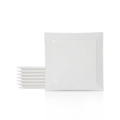 7 Inch Square Dessert Plate – Pearl White Porcelain Plate for Cakes, Pastries, Snacks, Salads
