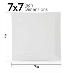 7 Inch Square Dessert Plate – Pearl White Porcelain Plate for Cakes, Pastries, Snacks, Salads