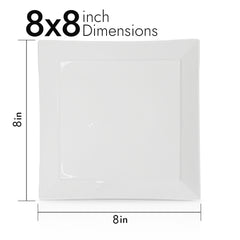 8 Inch Square Salad Plate – Pearl White Porcelain Plate for Salads, Appetizers & Side Dishes