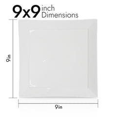 9 Inch Square Salad Plate – Pearl White Porcelain Plate for Salads & Desserts