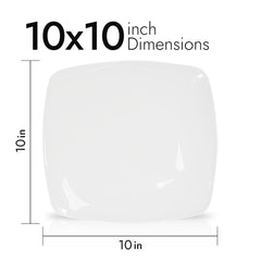 10 Inch Flat Square Dinner Plate – Pearl White Porcelain Modern Plate for Main Courses