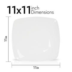 Pearl White Dinner Plates – 11 Inch Flat Square, Premium Porcelain