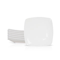 11 Inch Flat Square Dinner Plate – Pearl White Porcelain Modern Plate for Main Courses