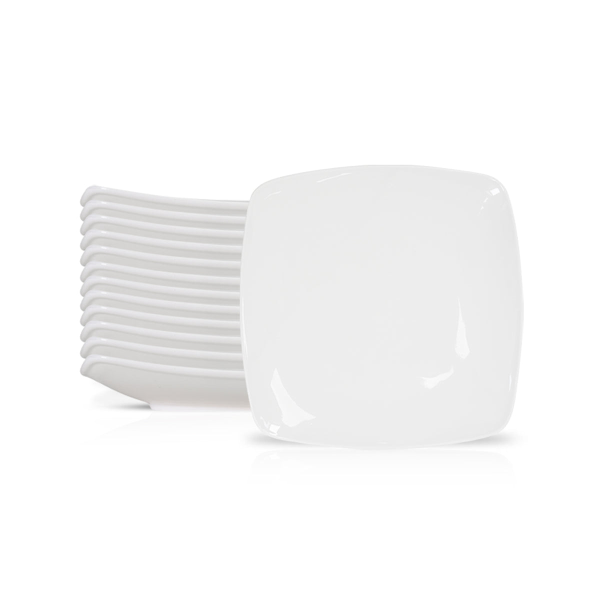10 Inch Flat Square Dinner Plate – Pearl White Porcelain Modern Plate for Main Courses