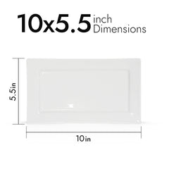 10 Inch Rectangular Salad Plate – Pearl White Porcelain Serving Plate for Salads & Desserts
