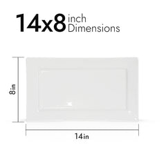 Pearl White Serving Platters – 14×8 Inch Rectangular, Premium Porcelain