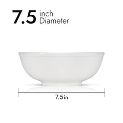 7.5" Cereal Bowl 40oz – White Porcelain Round Bowl for Cereals, Soup, Salad