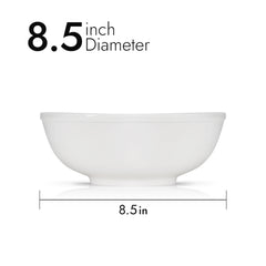 8.5 Inch Soup Bowl 48oz – Pearl White Porcelain Round Bowl for Soup, Salad, Pasta & More