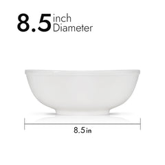 Pearl White Soup Bowls 48 oz – 8.5 Inch Round, Premium Porcelain