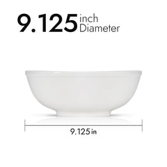 9.125 Inch Serving Bowl 62oz – Pearl White Porcelain Large Round Bowl for Serving Salads, Pasta