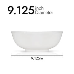 Pearl White Serving Bowls 62 oz – 9.125 Inch Round, Premium Porcelain