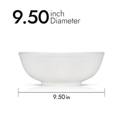 9.50 Inch Serving Bowl 70oz – Pearl White Porcelain Large Round Bowl for Serving Salads, Pasta