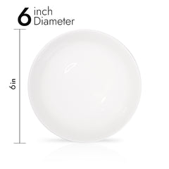 6 Inch Flat Round Appetizer Plate – Pearl White Porcelain Small Plate for Snacks & Fruits