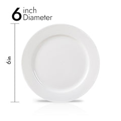 6 Inch Round Appetizer Plate – Pearl White Porcelain Small Plate for Snacks, Desserts, Bread