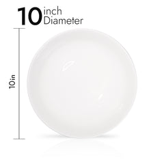 10 Inch Flat Round Dinner Plate – Pearl White Porcelain Plate for Main Courses, Salads & Appetizers