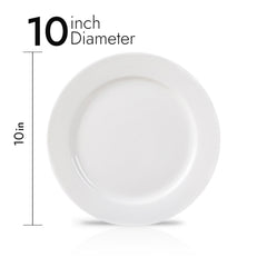 10 Inch Round Dinner Plate – Pearl White Porcelain Plate for Main Courses, Salads & Appetizers