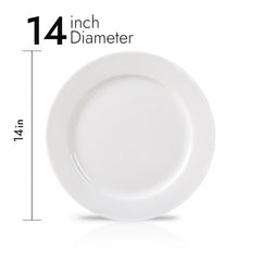 14 Inch Round Serving Platter – Pearl White Porcelain Dinnerware for Parties, Events & Home Use
