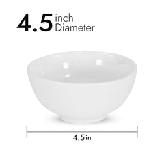 4.5 Inch Rice Bowl 12oz – Pearl White Porcelain Round Bowl for Rice, Cereal, Small Salads