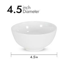 Pearl White Rice Bowls 12 oz – 4.5 Inch Round, Premium Porcelain