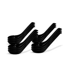 6.5" Melamine Soup Spoon with Hook – Available in White, Black, Red, Red-Black Combo - Ideal for Soups, Ramen, Ph