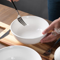 8.5 Inch Soup Bowl 48oz – Pearl White Porcelain Round Bowl for Soup, Salad, Pasta & More