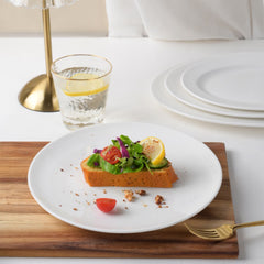 Pearl White Appetizer Plates – 6 Inch Flat Round, Premium Porcelain