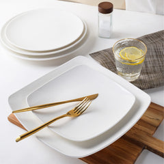 7.5 Inch Flat Square Salad Plate – Pearl White Porcelain Plate for Salads & Side Dishes