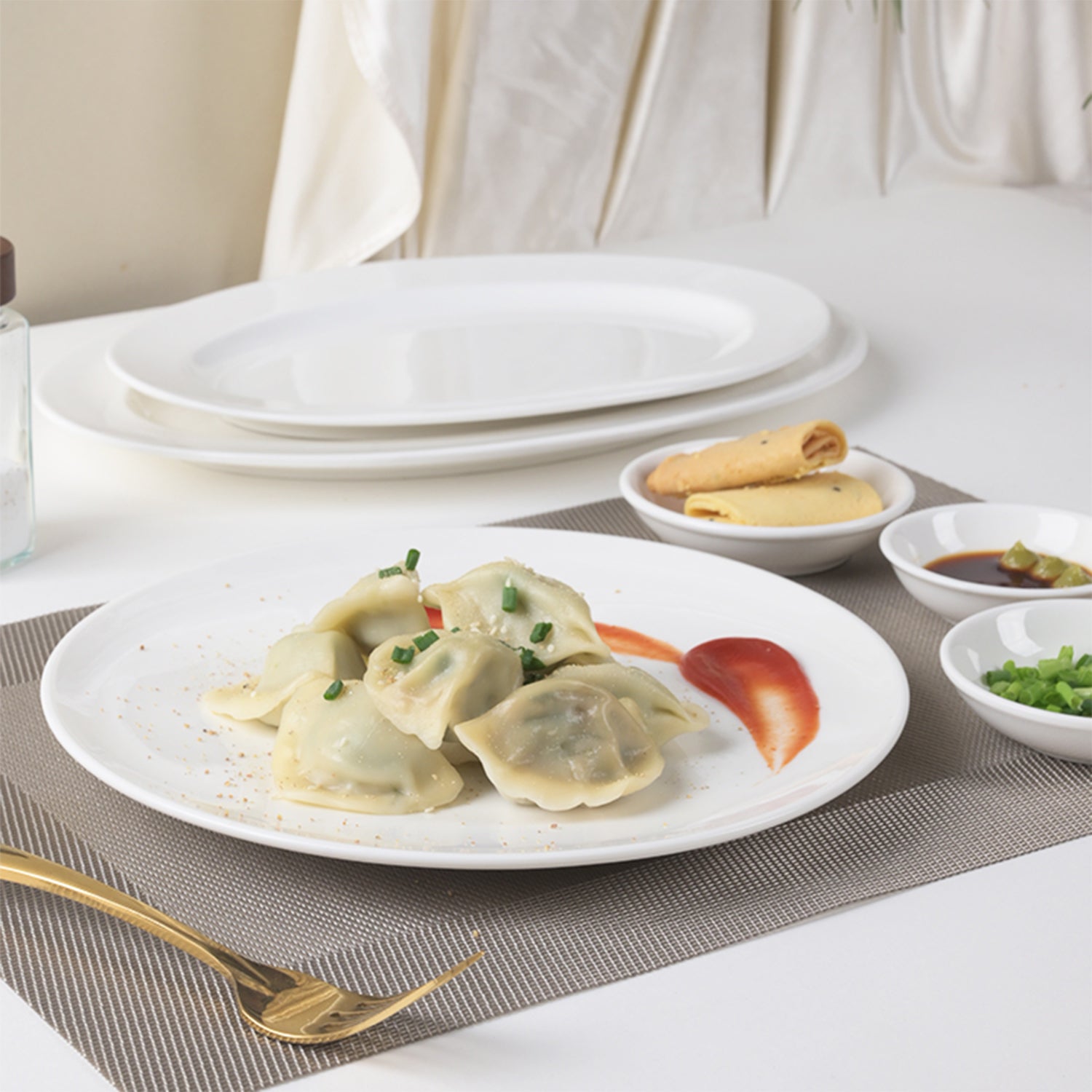 white porcelain plates