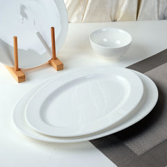 13.5 Inch Oval Serving Platter – Pearl White Porcelain Dinnerware for Parties, Events & Home Use