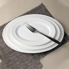 13.5 Inch Oval Serving Platter – Pearl White Porcelain Dinnerware for Parties, Events & Home Use