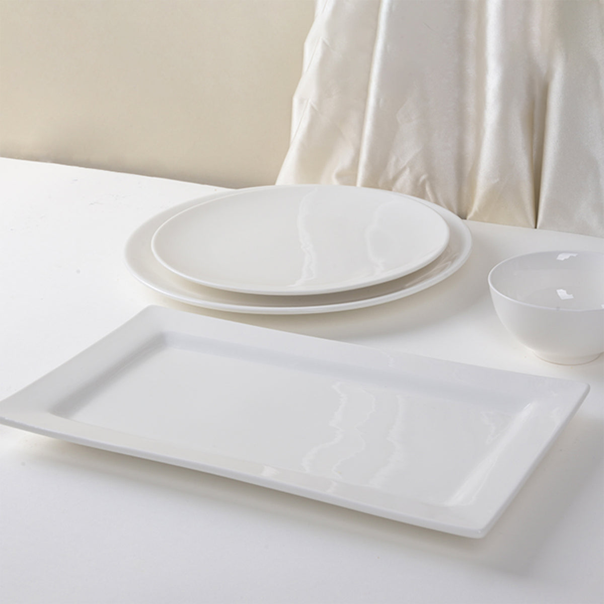 Pearl White Serving Platters – 14×8 Inch Rectangular, Premium Porcelain