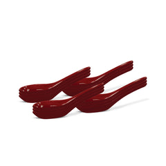 6.25 Inch Melamine Soup Spoons - Available in White, Black, Red, Red-Black Combo - Ideal for Soups, Ramen, Pho