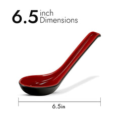6.5" Melamine Soup Spoon with Hook – Available in White, Black, Red, Red-Black Combo - Ideal for Soups, Ramen, Ph