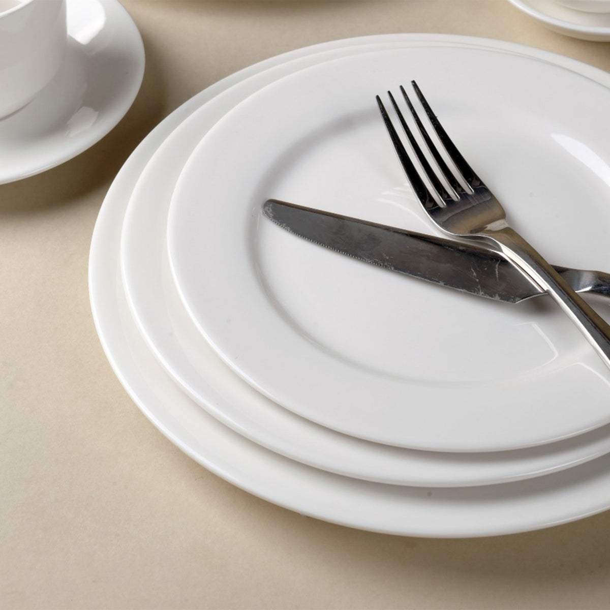 Pearl White Dinner Plates – 12 Inch Round, Premium Porcelain