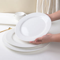 Pearl White Serving Platters – 14 Inch Round, Premium Porcelain
