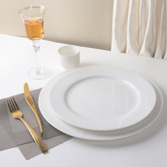 10 Inch Round Dinner Plate – Pearl White Porcelain Plate for Main Courses, Salads & Appetizers