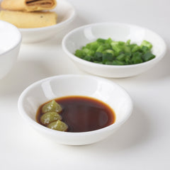 3.5 Inch Round Sauce Dish – Pearl White Porcelain Side Dish for Serving Dips and Condiments