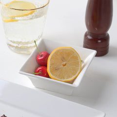 Pearl White Sauce Dish – 4 Inch Square, Premium Porcelain