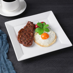 Pearl White Dessert Plates – 7 Inch Square, Premium Porcelain