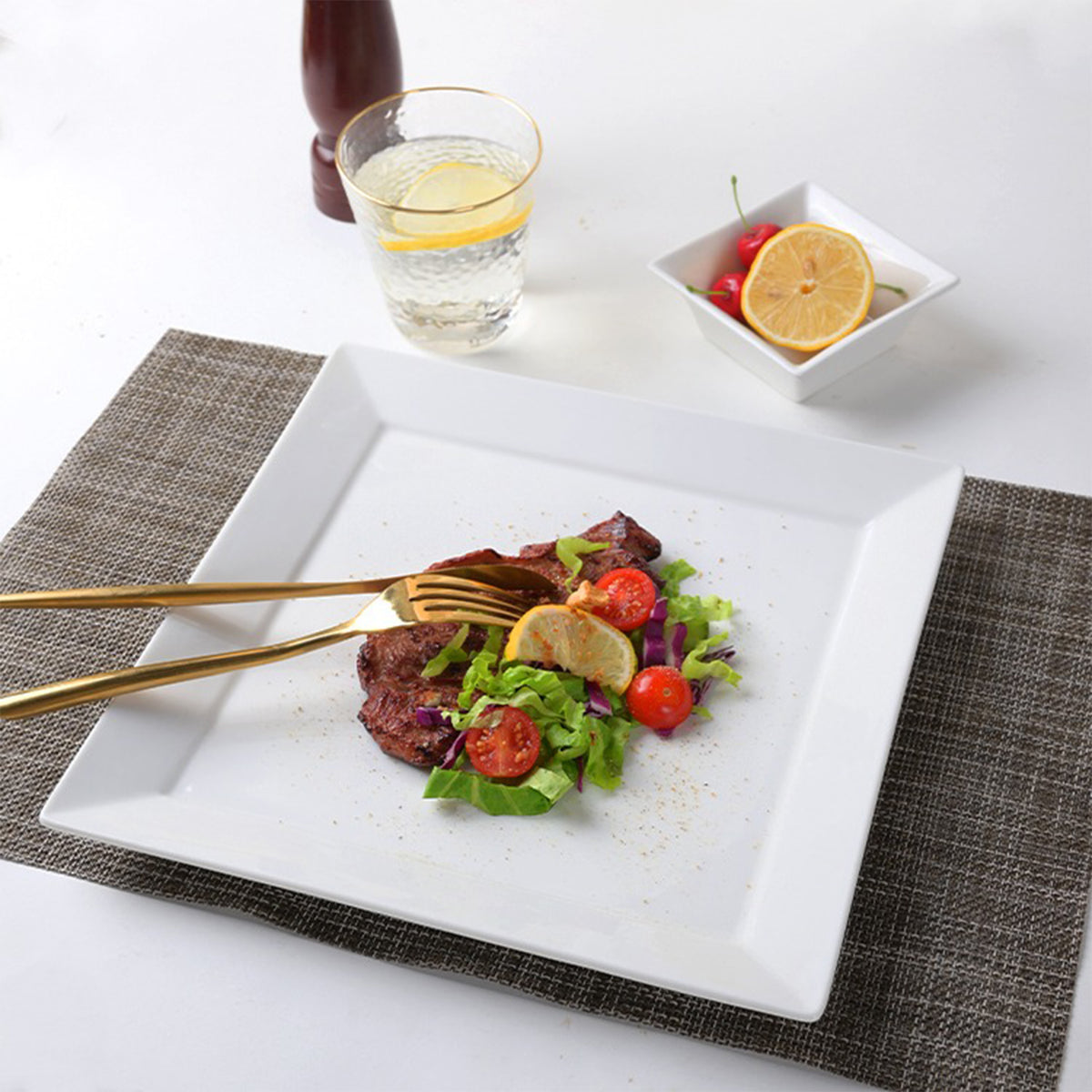 Pearl White Dinner Plates – 11 Inch Square, Premium Porcelain